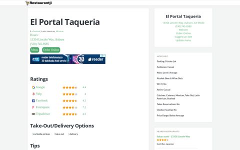 El Portal Taqueria Auburn, CA 95603 - Menu, 120 Reviews ...