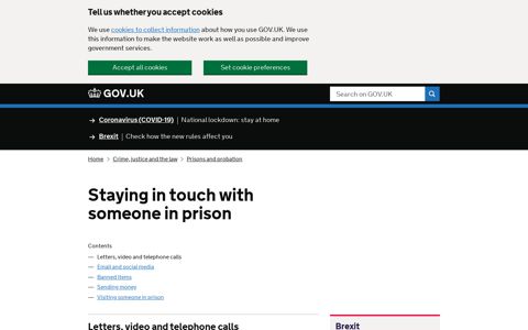 Staying in touch with someone in prison - GOV.UK