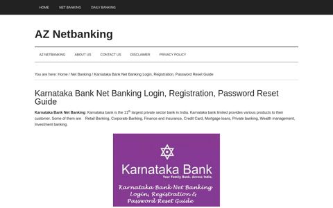 Karnataka Bank Net Banking Login, Registration and ...
