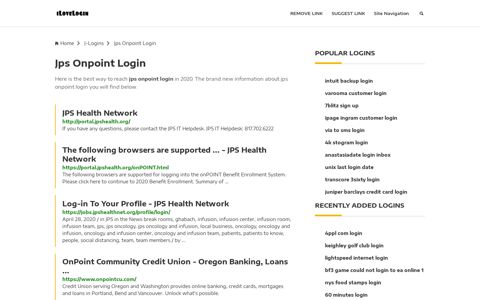Jps Onpoint Login ❤️ One Click Access