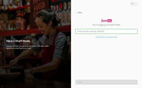 Here's Staff Mode. - FaveBiz | Merchant Dashboard
