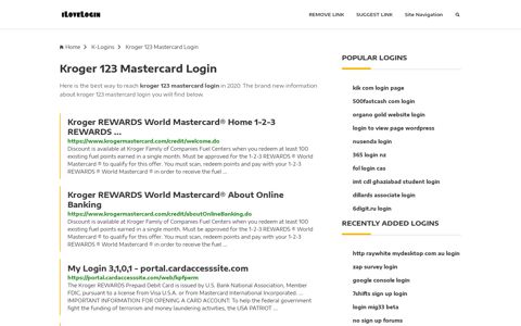 Kroger 123 Mastercard Login ❤️ One Click Access - iLoveLogin