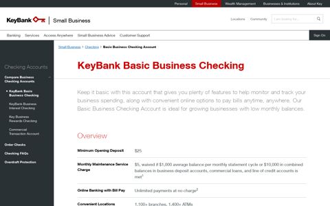 Basic Business Checking Account | KeyBank