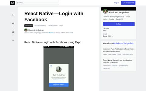 React Native — Login with Facebook - DEV