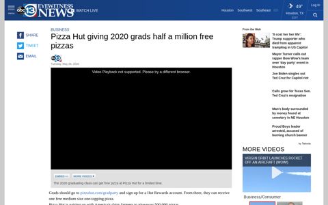 2020 grads can get free Pizza Hut pizza - ABC13 Houston