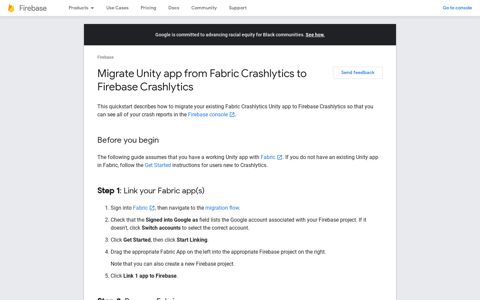 Migrate Unity app from Fabric Crashlytics to Firebase Crashlytics