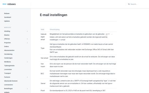 E-mail instellingen - robaws