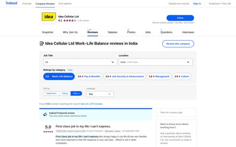 Working at Idea Cellular Ltd in India: 514 Reviews about Work–Life ...