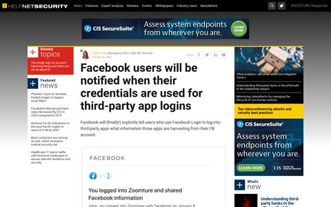 Facebook users will be notified when their credentials are ...
