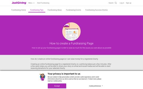 How to create an online fundraising page - JustGiving
