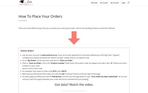 How To Place Your Orders | Justine Consultant University