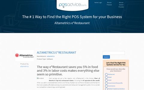 Altametrics e*Restaurant | POSadvice.com