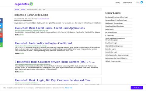 Household Bank Credit Login - LoginDetail
