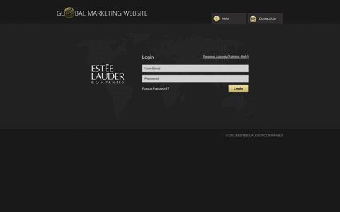 Global Marketing Website: Log in
