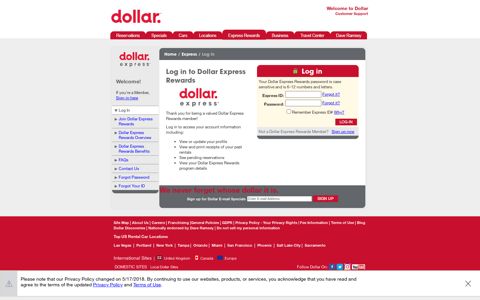 Log In To Dollar Express Rewards | Dollar Car Rental