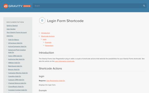 Login Form Shortcode - Gravity Forms Documentation