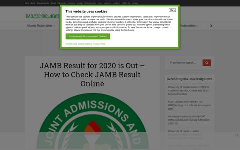 JAMB Result for 2020 is Out - How to Check JAMB Result Online