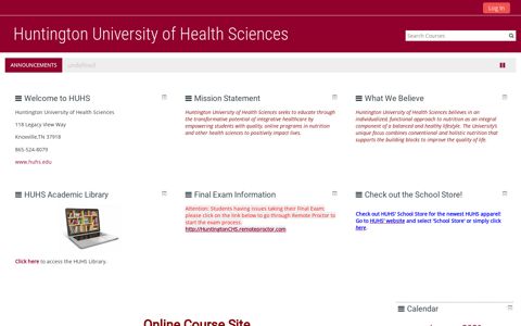 Moodle Login - Huntington University of Health Sciences