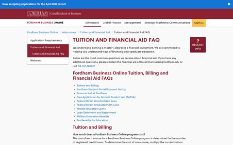 Tuition and Financial Aid FAQ | Fordham Business Online