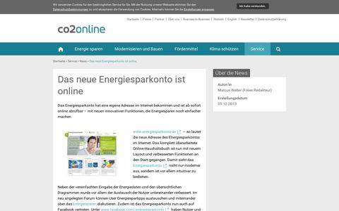 Das neue Energiesparkonto ist online | co2online