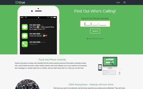 Reverse Phone Lookup. Find out who is calling. | ID True