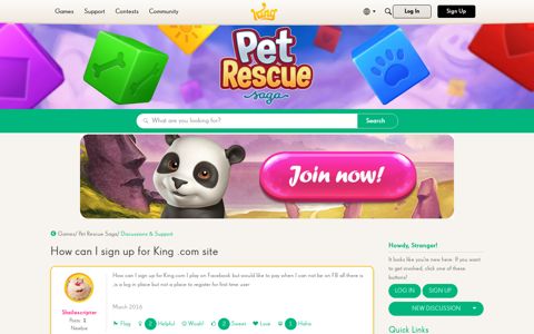 How can I sign up for King .com site — King Community