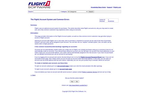 The Flight1 Account System and Common Errors - Flight1.com