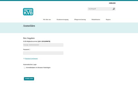 KVB-Internet - Anmelden