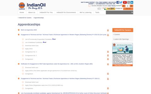 Apprenticeships : IndianOil