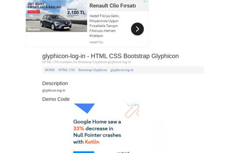 glyphicon-log-in - HTML CSS Bootstrap Glyphicon - Java2s.com