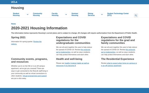 2020-2021 Housing Information | UCLA Housing
