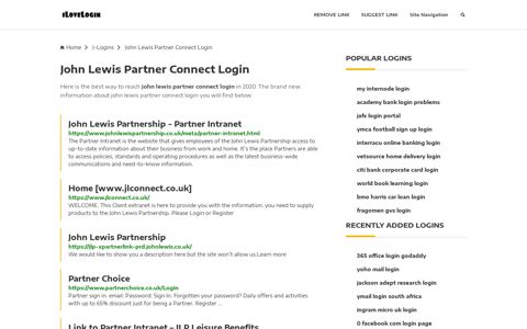 John Lewis Partner Connect Login ❤️ One Click Access
