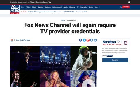Fox News Channel will again require TV provider credentials ...