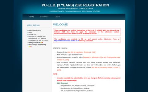 PU-LL.B. (3 YEARS) 2020 Registration