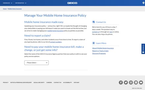 Manage Your Mobile Home Insurance Policy | GEICO