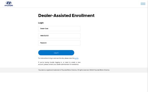 Login | Hyundai Dealer-Assisted Enrollment