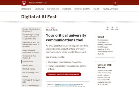 Email & Gmail: IU East - Indiana University East