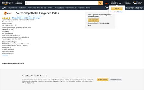 Amazon.de Seller Profile: Versandapotheke Fliegende-Pillen
