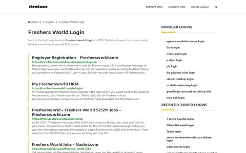 Freshers World Login ❤️ One Click Access - iLoveLogin