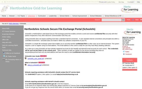 Hertfordshire Schools Secure File Exchange Portal (Schoolsfx)