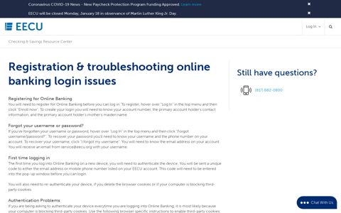 Registration & troubleshooting login issues - EECU