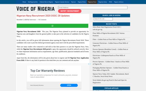 Nigerian Navy Recruitment 2020 Registration Portal Updates ...