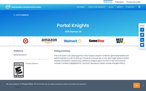 Portal Knights - ESRB