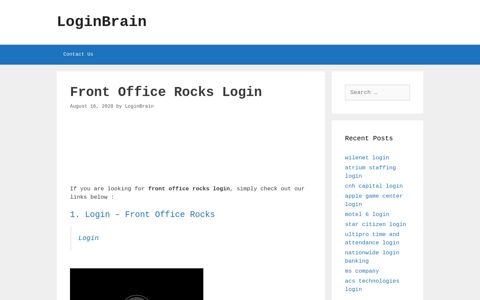 Front Office Rocks - Login Â - LoginBrain