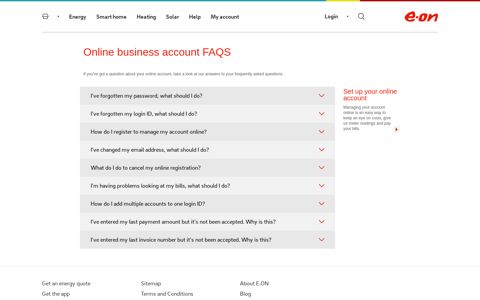 Your online business account | FAQs - E.ON