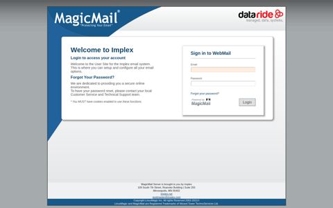 MagicMail Server: Login Page - MagicMail Mail Server - Implex