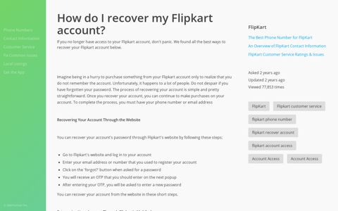 How do I recover my Flipkart account? - GetHuman