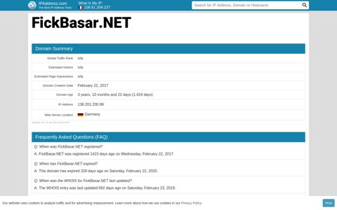 What are FickBasar.NET's nameservers? - IPAddress.com