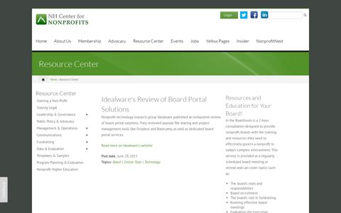 Idealware's Review of Board Portal Solutions - NH Center for ...