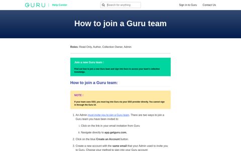 How to join a Guru team - Guru
